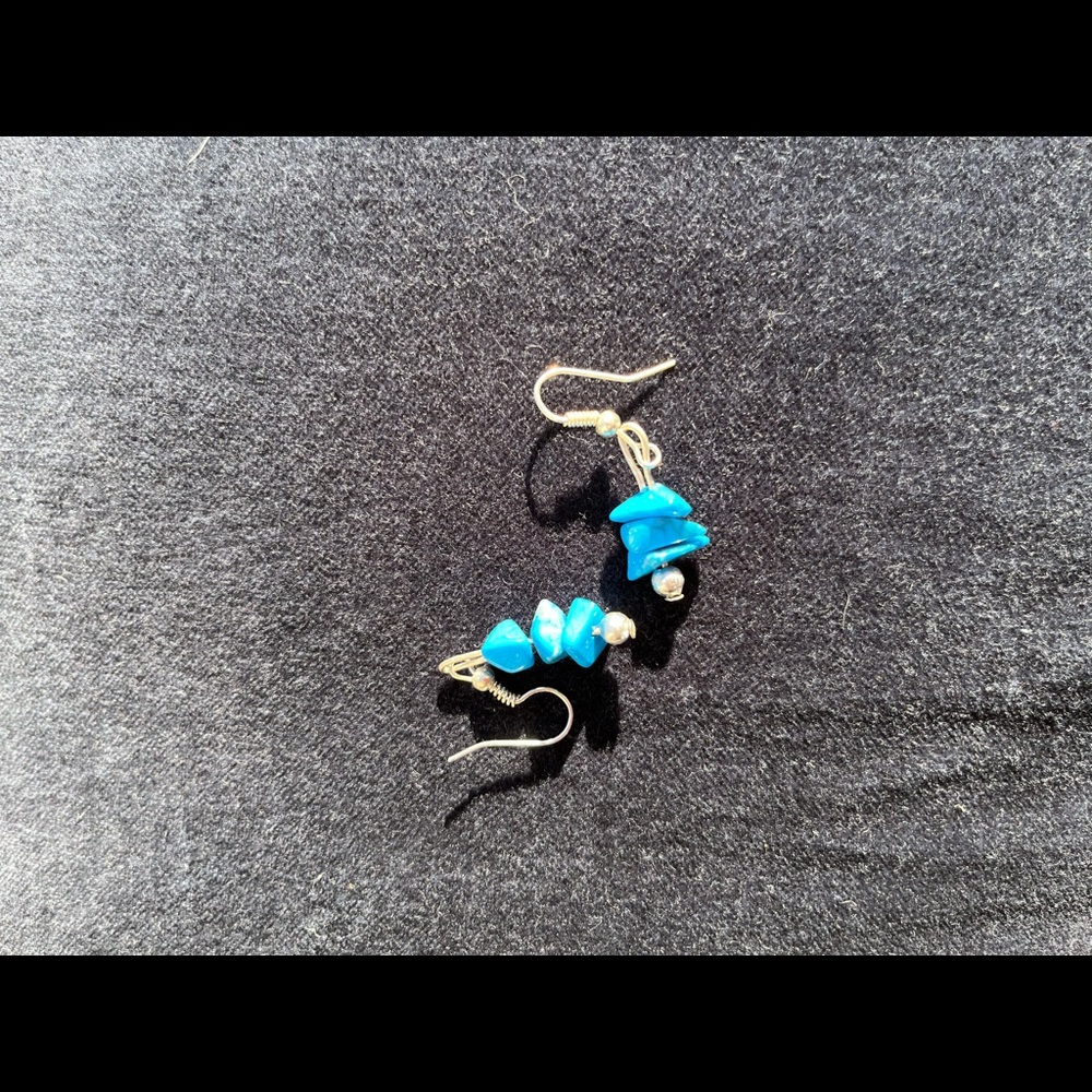Turquoises earrings.  Small beaded.